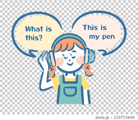 A girl studying English listening 129753648