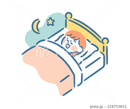 ベットで寝る女の子 129753651