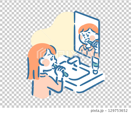 Girl brushing her teeth in the bathroom 129753652