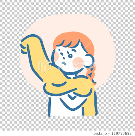 Girl changing into sweater 129753653