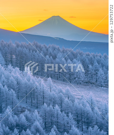富士山 霧ヶ峰 霧氷 富士山 霧ヶ峰 霧氷 129753722