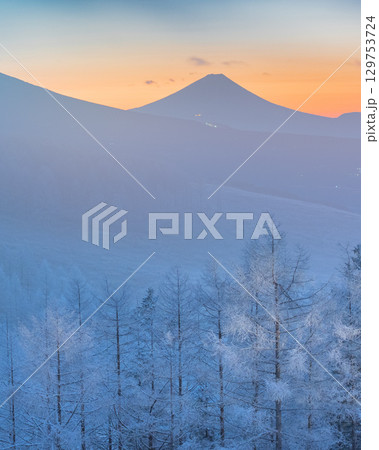 富士山 霧ヶ峰 霧氷 129753724