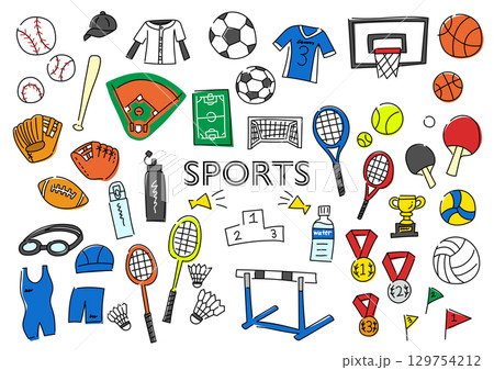スポーツの手描きイラストセット 129754212
