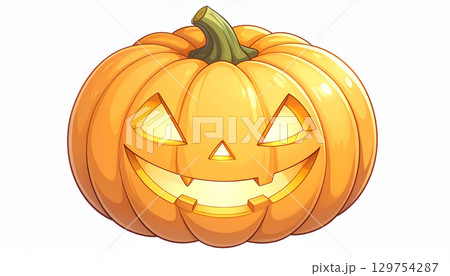 ハロウィンのジャック・オー・ランタン　アニメ風 129754287
