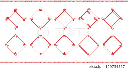 菱形の赤い中華のフレームセット 菱形の赤い中華のフレームセット 129754367