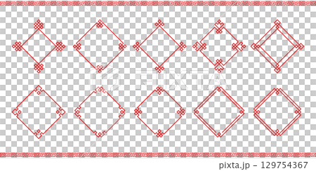 菱形の赤い中華のフレームセット 菱形の赤い中華のフレームセット 129754367