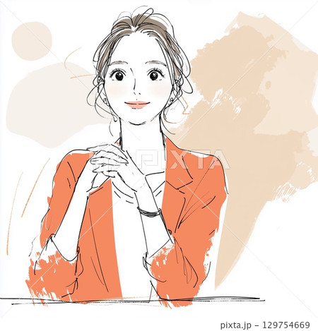 女性の手書き風イラスト 129754669