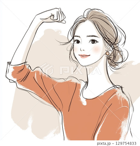 女性の手書き風イラスト 129754833