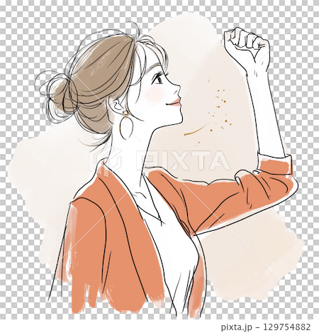 一位女性的手繪插圖 一位女性的手繪插圖 129754882