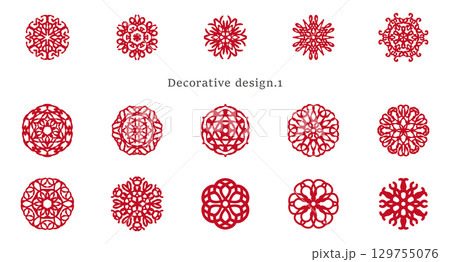 紋様みたいな装飾デザインのセット_1 129755076
