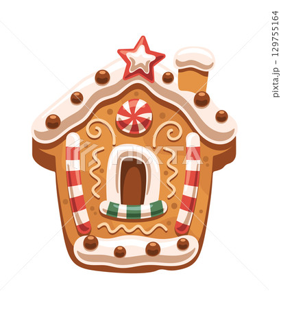 Stylized Christmas holiday gingerbread house Stylized Christmas holiday gingerbread house 129755164
