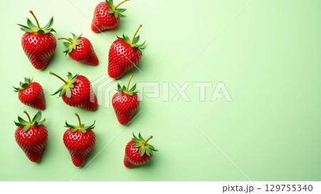 Fresh Strawberry Pattern on Colorful Backgrounds 129755340