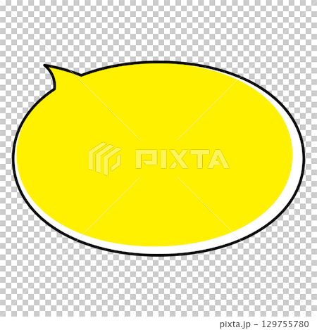 シンプルな吹き出しのイラスト　横長　楕円形 129755780