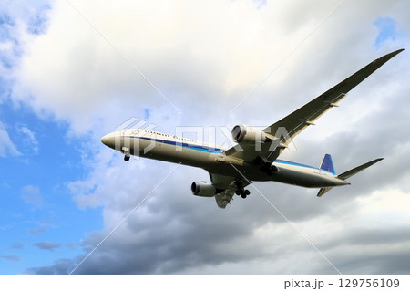 着陸する飛行機 129756109