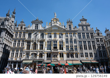 快晴のグランプラス・ギルドハウス／ブリュッセル，ベルギー 129756149