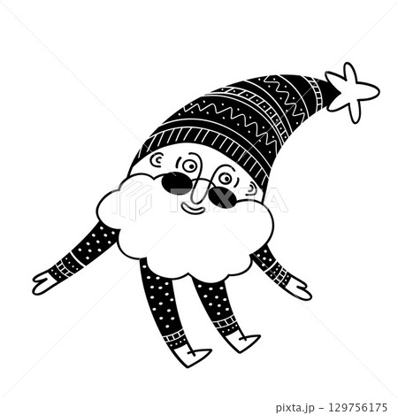 Funny Christmas gnome. Christmas, New year concept. Hand drawn illustration 129756175