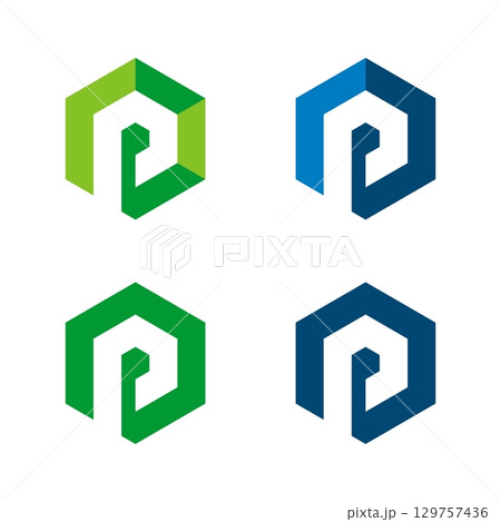 set P Letter in Hexagon Shape Logo Illustration Design. Vector EPS 10. set P Letter in Hexagon Shape Logo Illustration Design. Vector EPS 10. 129757436