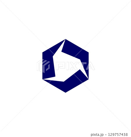 Blue Propeller Hexagon Shape Logo Illustration Design. Vector EPS 10. 129757438