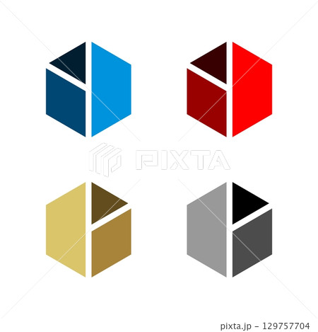 Colorful Hexagon Pieces Logo Template Illustration Design. Vector EPS 10. 129757704
