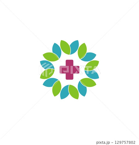 Cross Health Care and Flower Logo Template Illustration Design. Vector EPS 10. Cross Health Care and Flower Logo Template Illustration Design. Vector EPS 10. 129757802