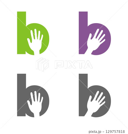 B Letter and Hands Logo Template Illustration Design. Vector EPS 10. 129757818