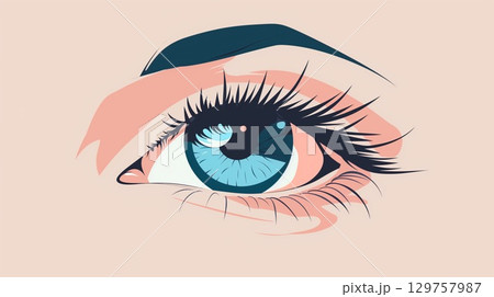 現代アート風のカラフルな瞳のイラスト 129757987