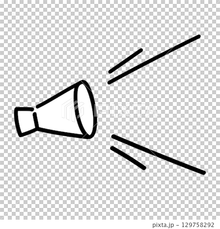 手書きのメガホンアイコン。応援、声援。 129758292