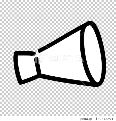 手寫的擴音器圖示。歡呼，歡呼。 129758294