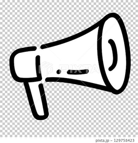 手書きの拡声器のアイコン。メガホンのイラスト。 129758423