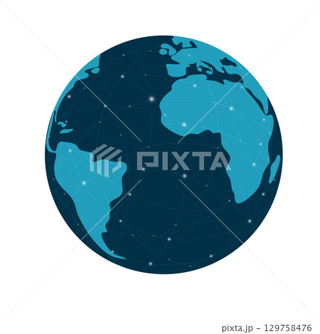 planet earth with global connection lines 129758476