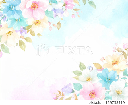 薔薇の花と葉のある風景 129758519