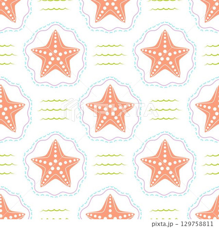 starfish summer seamless pattern 129758811