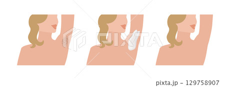 Woman applying depilatory cream for armpit hair removal Woman applying depilatory cream for armpit hair removal 129758907