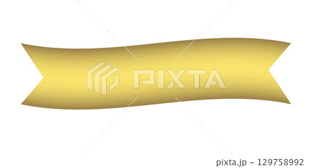 ゆれるシンプルなゴールドのリボンの紐 129758992