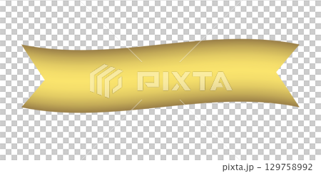 ゆれるシンプルなゴールドのリボンの紐 129758992