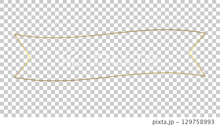 ゆれるシンプルなゴールドのリボンフレーム 129758993
