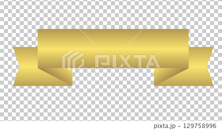Simple and cute gold ribbon illustration 129758996