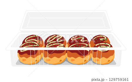 正面から見たたこ焼きのイラスト　8個　フードパック 129759161