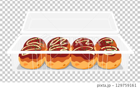 正面から見たたこ焼きのイラスト　8個　フードパック 129759161