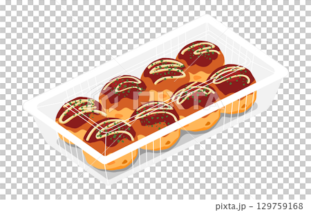 章魚燒的俯視圖插圖,8個,食品包裝 章魚燒的俯視圖插圖,8個,食品包裝 129759168