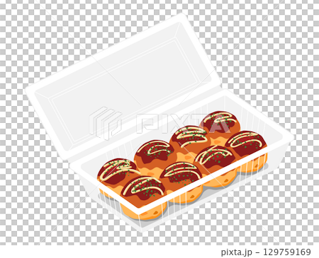 章魚燒的俯視圖插圖,8個,食品包裝 章魚燒的俯視圖插圖,8個,食品包裝 129759169