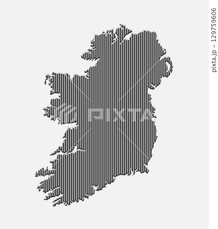 Abstract vector map Ireland, parallel grey lines 129759606