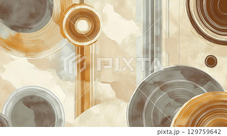 Abstract Geometric Patterns Featuring Warm Tones and Circular Shapes in a Creative Composition Context Abstract Geometric Patterns Featuring Warm Tones and Circular Shapes in a Creative Composition Context 129759642