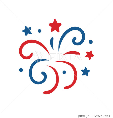 Abstract red and blue starburst design. Cheerful celebration explosion on a white background 129759664