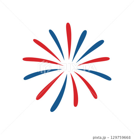 Simple firework icon. Red and blue explosion on a white background Simple firework icon. Red and blue explosion on a white background 129759668