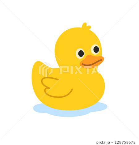 Yellow rubber duck illustration. Fun bath toy design for prints, children decor, and playful merchandise. 129759678