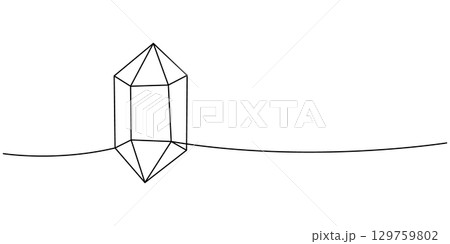 Mystical gem one line continuous drawing. Diamond and jewel. Vector illustration 129759802