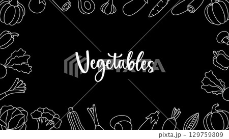 Vegetables banner. Natural vegetarian foods. Healthy eating. Organic vegetables design for farm company or food packages design. Vector illustration. Vegetables banner. Natural vegetarian foods. Healthy eating. Organic vegetables design for farm company or food packages design. Vector illustration. 129759809