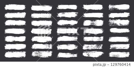 Grunge brush strokes, lines, ink smudges, hand-drawn scribble shapes. Handmade sketchy marks, acrylic stains, charcoal streaks. Paint textures, dry brush effect. Marker underline. Vector illustration 129760414