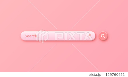 Colorful 3d search bar template. Internet browser engine with search box, address bar and text field. UI design, website interface element with web icons and push button. Vector illustration Colorful 3d search bar template. Internet browser engine with search box, address bar and text field. UI design, website interface element with web icons and push button. Vector illustration 129760421